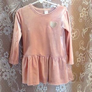 PL‎ Baby 24m blush velour long sleeve top, heart applique excellent condition
